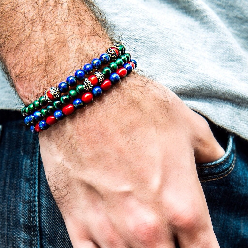 mens-stone-bracelet-red-green-blue-silver