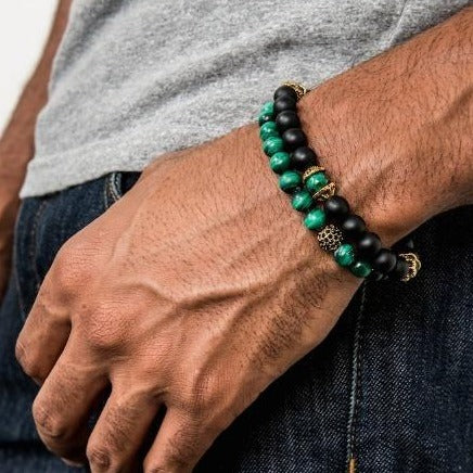 mens-jewelry-bracelet-black-green-gold