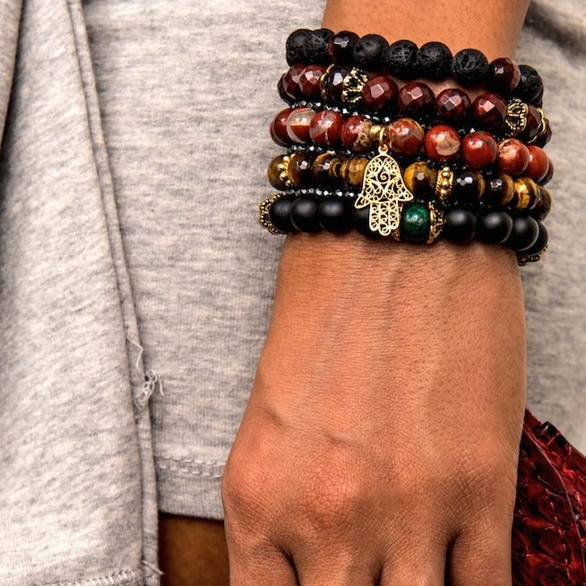 womens-stone-bracelets-onyx-jasper-gold-silver