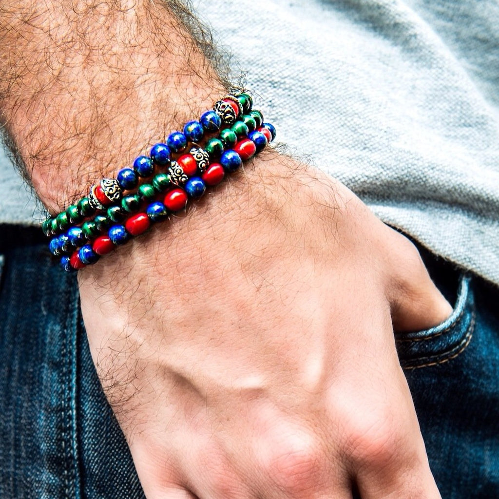 mens-designer-stone-bracelet-blue-red-silver