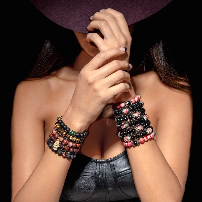 womens-designer-stone-bracelets-onxy-red-silver-gold