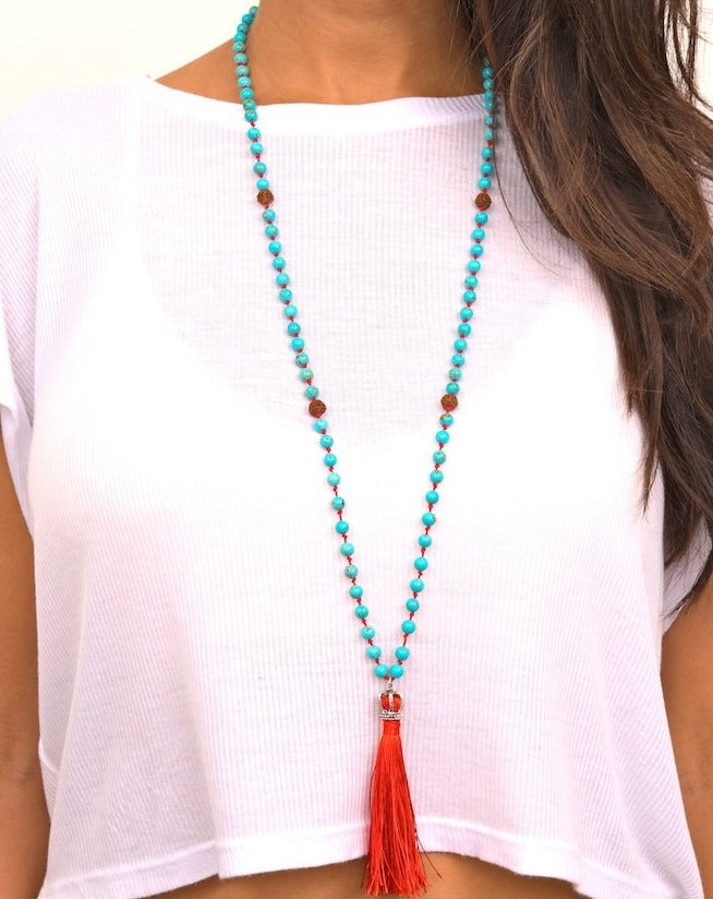 womens-stone-mala-knotted-necklace-turquoise-silver-tassel